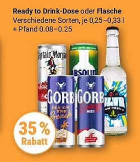 Ready to Drink-Dose oder Flasche – Verschiedene Sorten, je 0,25–0,33 l