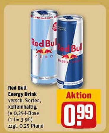 Red Bull Energy Drink verschiedene Sorten, koffeinhaltig, je 0,25-l-Dose