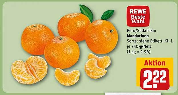 REWE Beste Wahl Mandarinen, 750 g-Netz