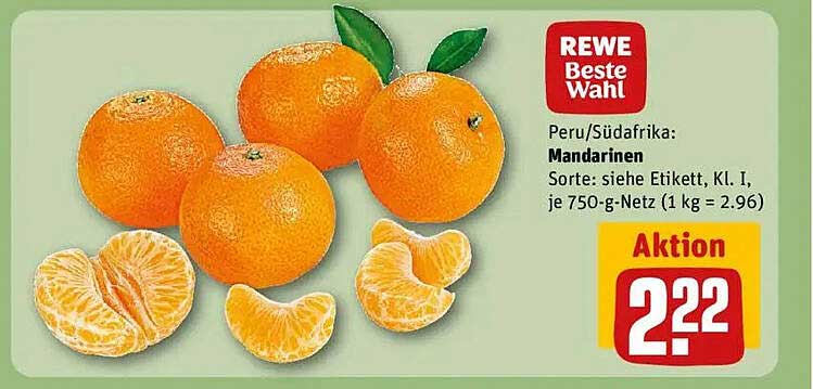 REWE Beste Wahl: Mandarinen aus Peru/Südafrika, 750 g-Netz
