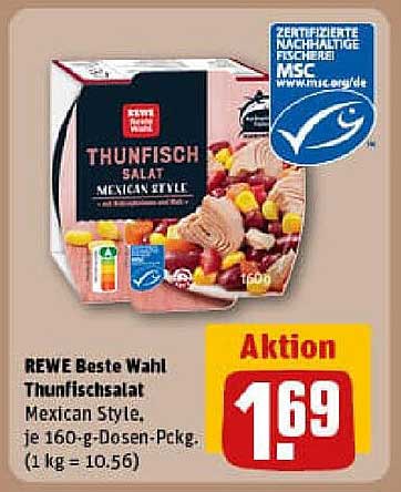 REWE Beste Wahl Thunfischsalat Mexican Style, je 160-g-Dosen-Pkg.