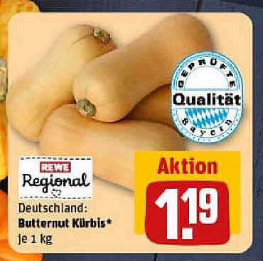 REWE Regional Butternut Kürbis je 1 kg