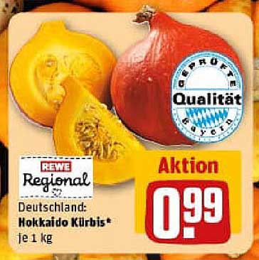 REWE Regional: Hokkaido Kürbis* je 1 kg
