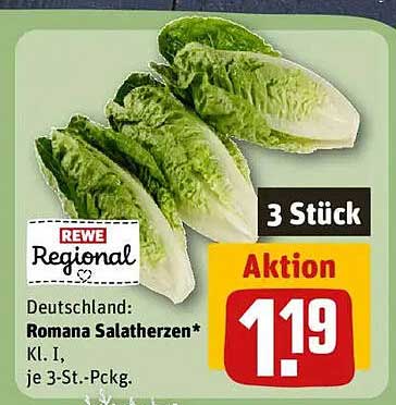 REWE Regional Romana Salatherzen – 3 Stück für nur 1,19 €