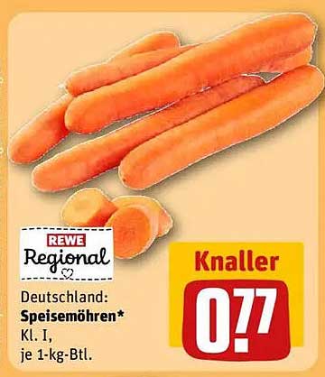 REWE Regional: Speisemöhren Kl. I, je 1-kg-Btl.