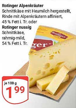 Rotinger Alpenkräuter Schnittkäse mit Heumilch