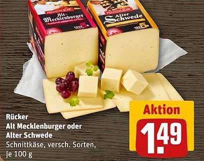 Rücker Alt Mecklenburger oder Alter Schwede Schnittkäse, verschiedene Sorten, je 100 g