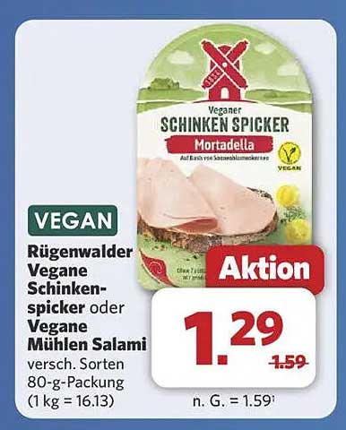 Rügenwalder Vegane Schinkenspicker oder Vegane Mühlen Salami