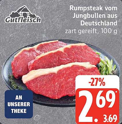 Rumpsteak vom Jungbullen aus Deutschland - zart gereift, 100 g