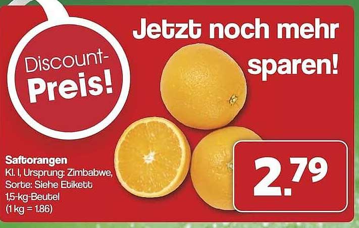 Saftorangen 1,5 kg Beutel - Discount-Preis!