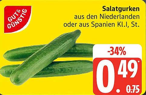 Salatgurken aus den Niederlanden oder aus Spanien K.L.I., St.