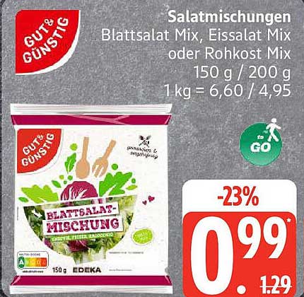 Salatmischungen - Blattsalat Mix, Eissalat Mix oder Rohkost Mix 150 g