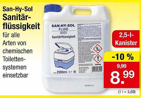 San-Hy-Sol Sanitärflüssigkeit 2,5 l Kanister