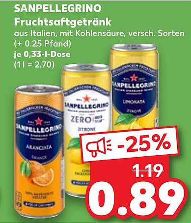 SANPELLEGRINO Fruchtsaftgetränk, verschiedene Sorten