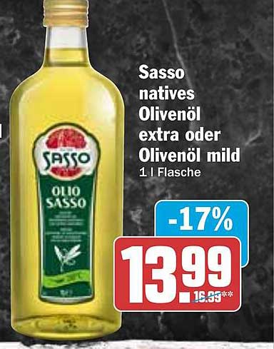 Sasso natives Olivenöl extra oder Olivenöl mild 1 l Flasche