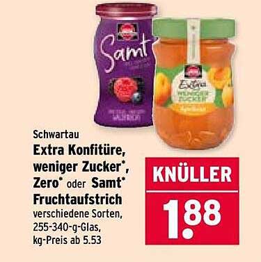 Schwartau Extra Konfitüre, weniger Zucker, Zero oder Samt Fruchtaufstrich