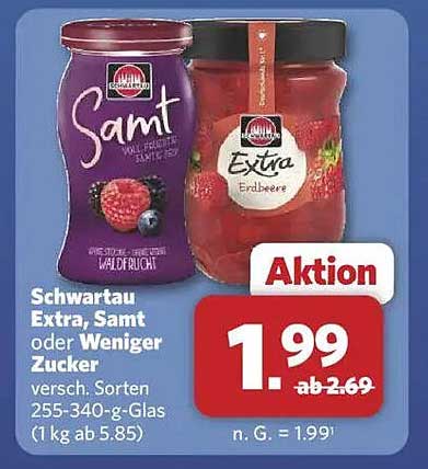 Schwartau Extra, Samt oder Weniger Zucker 255-340-g-Glas