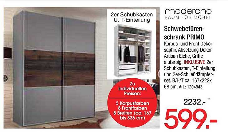 Schwebetürenkleiderschrank PRIMO