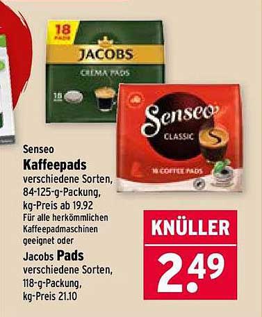 Senseo Kaffee Pads und Jacobs Pads: Unschlagbare Preise!