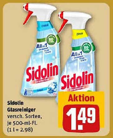 Sidolin Glasreiniger, verschiedene Sorten 500 ml