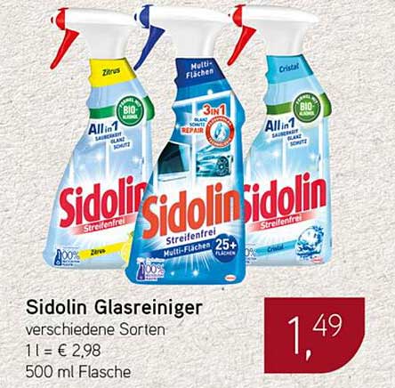 Sidolin Glasreiniger verschiedene Sorten 500 ml