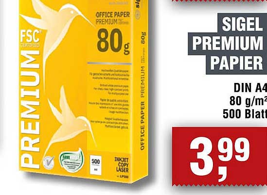 SIGEL PREMIUM PAPIER DIN A4 - 80g/m² - 500 Blätter