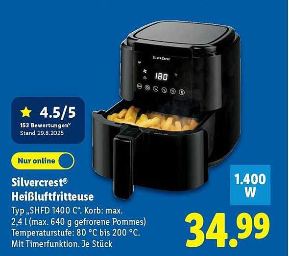 Silvercrest® Heißluftfritteuse