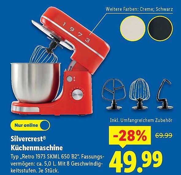 Silvercrest® Küchenmaschine Typ „Retro 1973 SKML 650 B2“