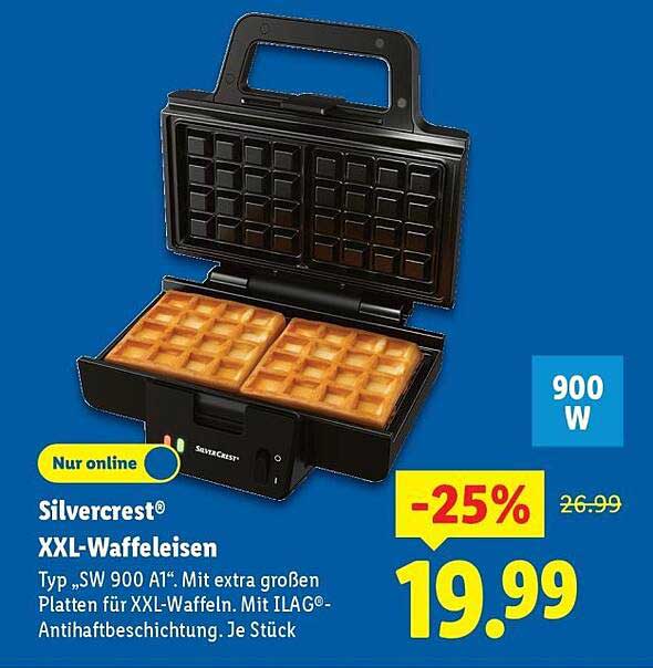 Silvercrest® XXL-Waffeleisen Typ „SW 900 A1“ – Mit extra großen Platten für XXL-Waffeln