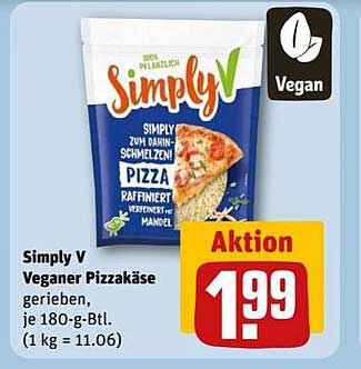 Simply V Veganer Pizzakäse gerieben, je 180-g-Btl.