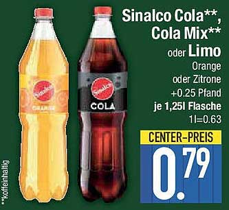 Sinalco Cola**, Cola Mix** oder Limo 1,25l - Nur 0,79 Euro