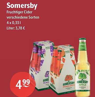Somersby Fruchtiger Cider - verschiedene Sorten, 4 x 0,33 l