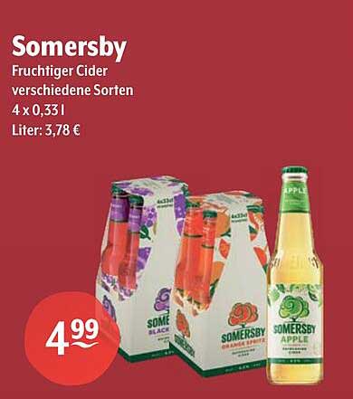 Somersby Fruchtiger Cider – verschiedene Sorten 4 x 0,33 l