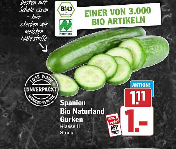 Spanien Bio Naturland Gurken Klasse II Stück