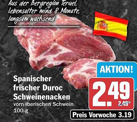 Spanischer frischer Duroc Schweinenacken vom iberischen Schwein