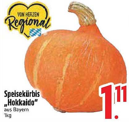 Speisekürbis "Hokkaido" aus Bayern - 1kg zum günstigen Preis