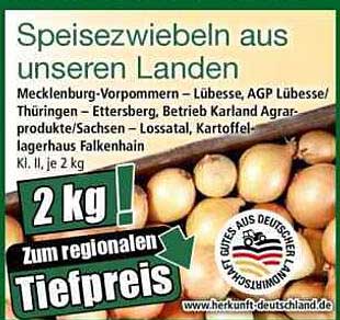 Speisezwiebeln aus unseren Ländern, 2 kg zum regionalen Tiefpreis
