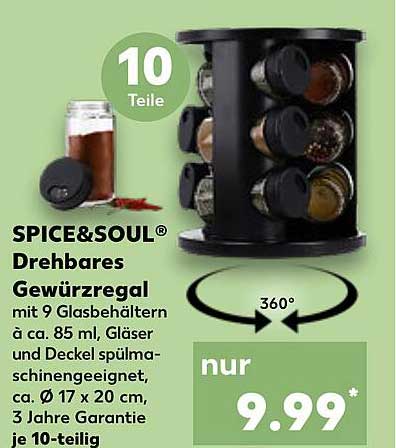 SPICE&Soul® Drehbares Gewürzregal 10-teilig
