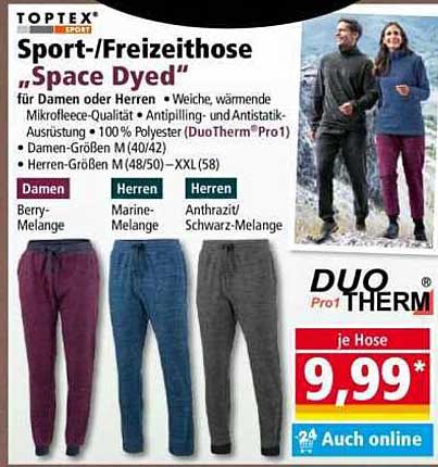 Sport-/Freizeithose "Space Dyed" für Damen und Herren