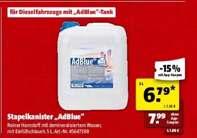 Stapeldose "AdBlue" 5L mit 15% Rabatt