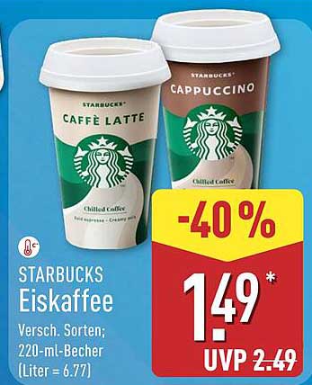 STARBUCKS Eiskaffee - Verschiedene Sorten, 220-ml-Becher