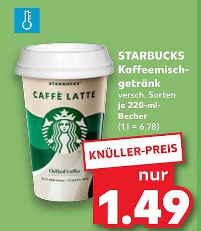 STARBUCKS Kaffeemischgetränk versch. Sorten je 220-ml-Becher