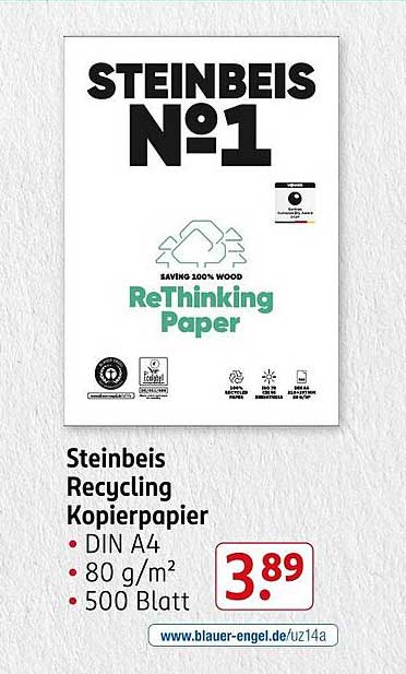 Steinbeis Recycling Kopierpapier DIN A4 - 500 Blatt