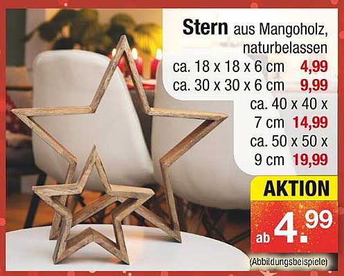 Stern aus Mangoholz, naturbelassen