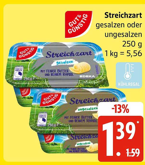 Streichzart gesalzen oder ungesalzen 250 g