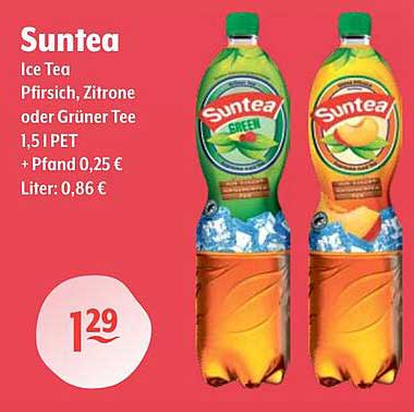 Suntea Ice Tea Pfirsich, Zitrone oder Grüner Tee 1,5 l PET