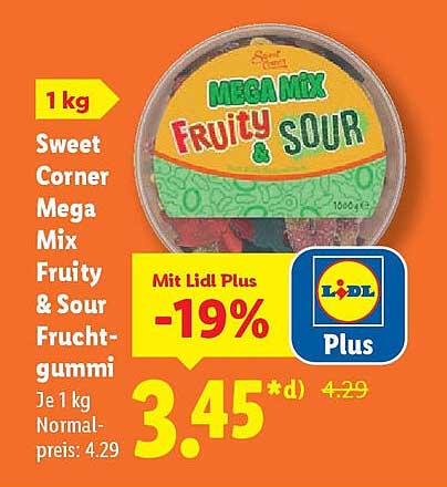 Sweet Corner Mega Mix Fruity & Sour Fruchtgummi 1 kg