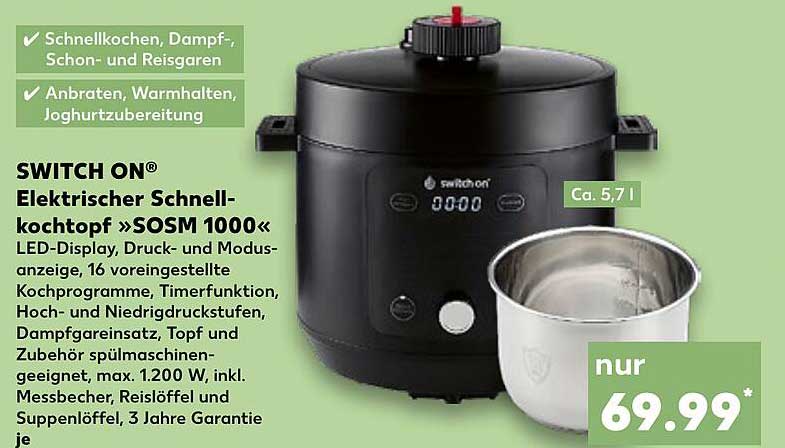 SWITCH ON® Elektrischer Schnellkochtopf »SOSM 1000«