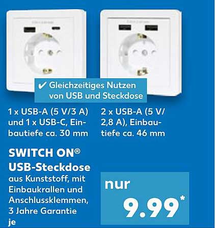 SWITCH ON® USB-Steckdose