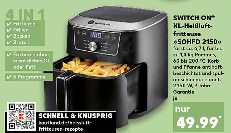 SWITCH ON® XL-Heißluftfritteuse »SOHFD 2150«